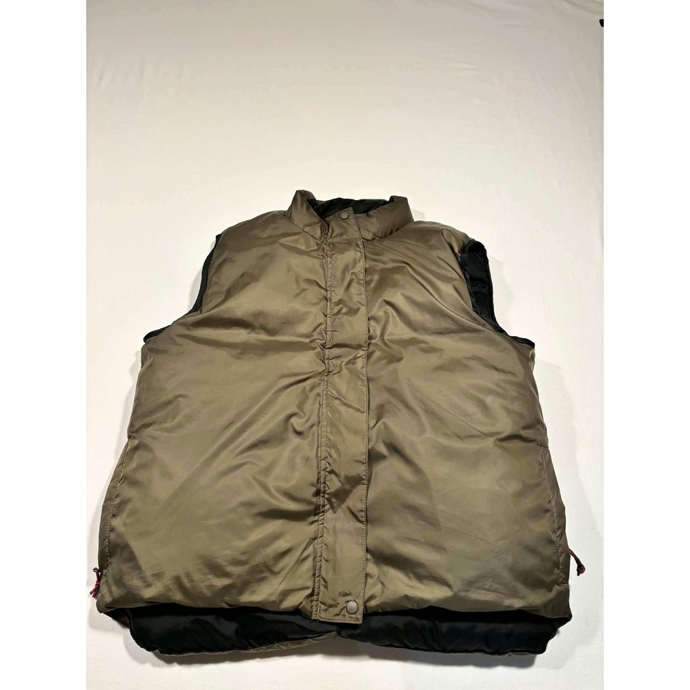 LL Bean Reversible Goose Down Puffer Vest Womens Large Olive Green Black VC72